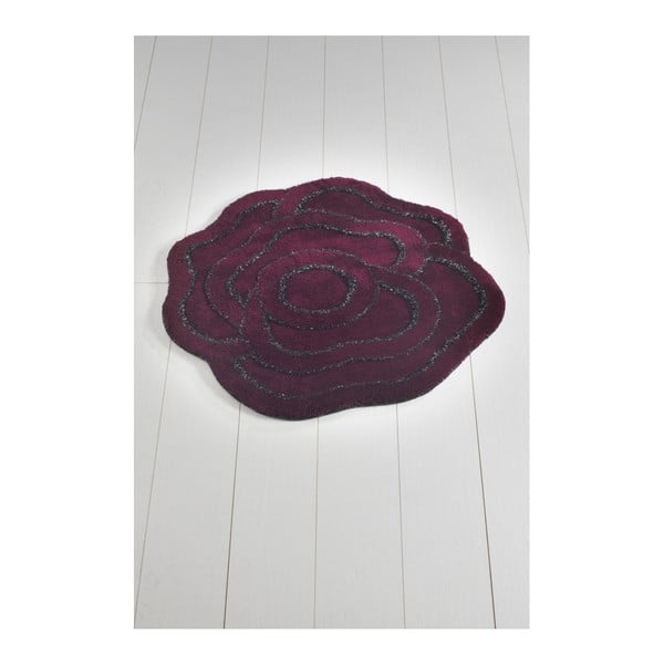 Tumši violets vannas istabas paklājs Big Rose Maroon, ⌀ 90 cm