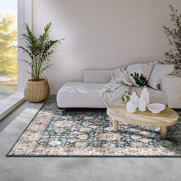 Zils paklājs 80x150 cm Saveh Blue Cream – Elle Decoration-image-1