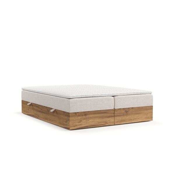 Bēša/dabīga toņa atsperu gulta ar veļas kasti 180x200 cm Faro – Maison de Rêve