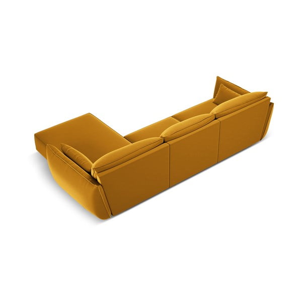 Sinepju dzeltens samta stūra dīvāns (ar labo stūri/ar zvilni) Vanda – Mazzini Sofas-image-3