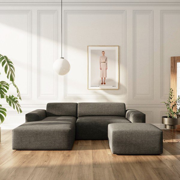 Antracīta pelēks salokāms stūra dīvāns ar uzglabāšanas vietu (ar kreiso stūri/ar zvilni) Villet – Rodier-image-1