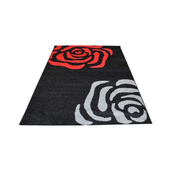 Paklājs Flair paklāji Fleurs melns un sarkans, 160x235 cm-image-1