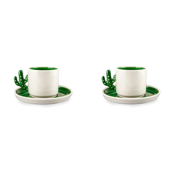 Baltas/zaļas keramikas tasītes (2 gab.) 0.18 l – Hermia