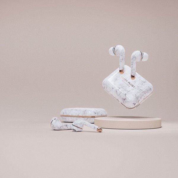 Bezvadu austiņas marmora baltā krāsā Happy Plugs Air 1 Plus In-Ear-image-4