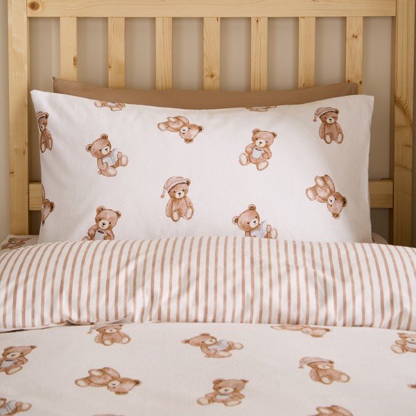Krēmkrāsas vienguļamā flaneļa bērnu gultas veļa 135x200 cm Brushed Teddy Bear – Catherine Lansfield-image-3