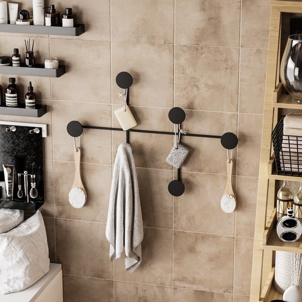 Melns metāla sienas pakaramais Dama – Kalune Design-image-3