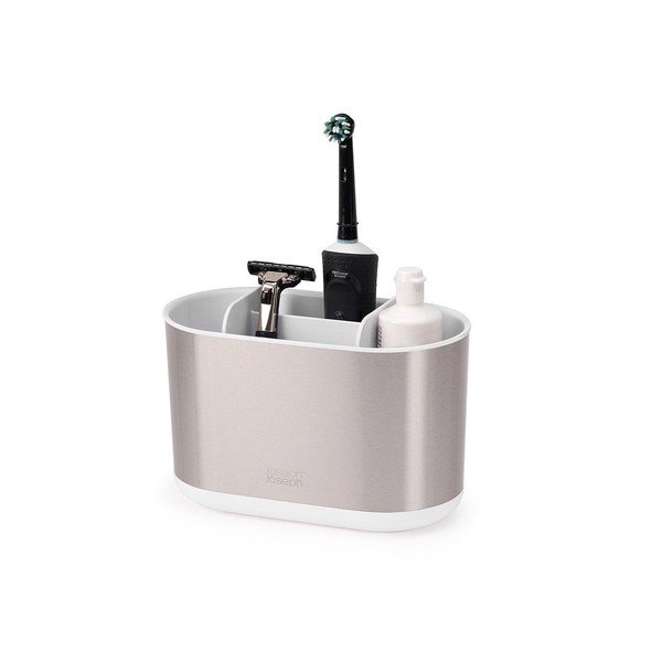 Sudraba krāsas nerūsējošā tērauda zobu birstes statīvs Duo Steel – Joseph Joseph