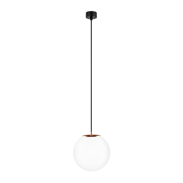 Balta piekaramā lampa ar melnu kabeli un vara krāsas detaļām Sotto Luce Tsuri, ⌀ 25 cm