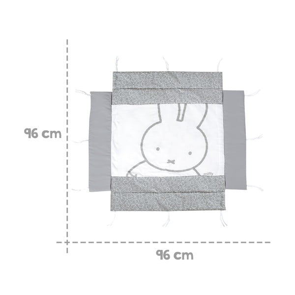 Balta/pelēka bērnu gultiņas apmalīte no kokvilnas maisījuma 96 cm Miffy – Roba-image-4