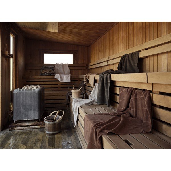 Pelēkbrūns frotē kokvilnas dvielis 50x100 cm Sauna – Zone-image-1