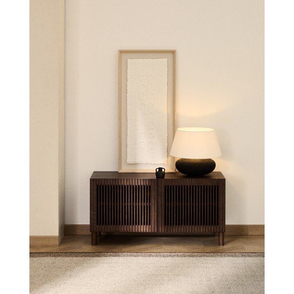 Tumši brūns apavu plaukts ar oškoka imitāciju 98x50x43 cm Beyla – Kave Home-image-1