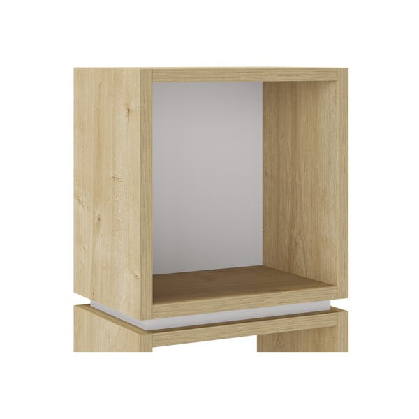 Balts/dabīga toņa grāmatplaukts ar ozolkoka imitāciju 32x66 cm Lofty – Marckeric-image-3