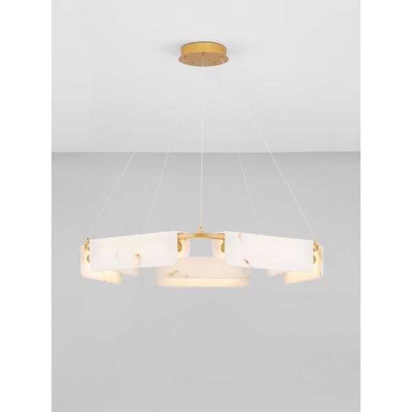 Krēmkrāsas/misiņa krāsas LED piekaramā lampa ar marmora imitāciju ar regulējamu spilgtumu ø 93 cm Aider – Nova Luce-image-3