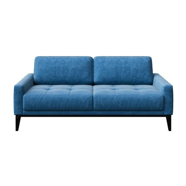 Zils divvietīgs dīvāns ar koka kājām MESONICA Musso Tufted