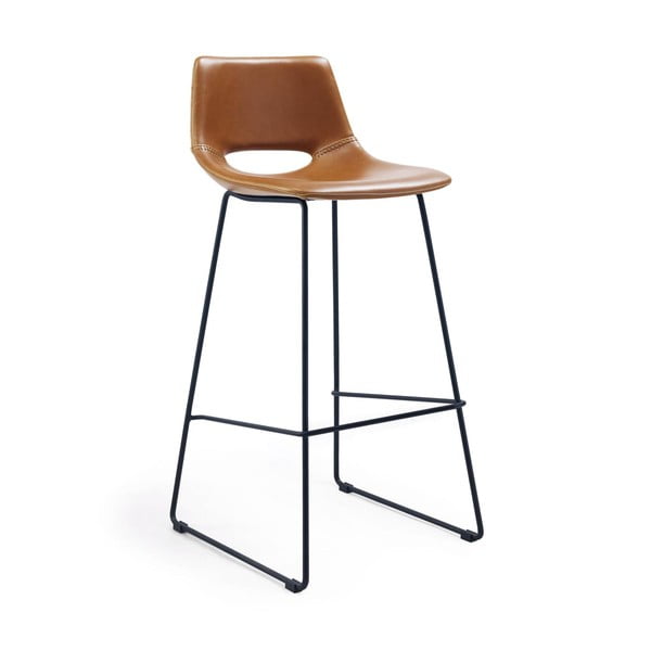 Konjakbrūni mākslīgās ādas bāra krēsli (2 gab.) (sēdekļa augstums 76 cm) Zahara – Kave Home