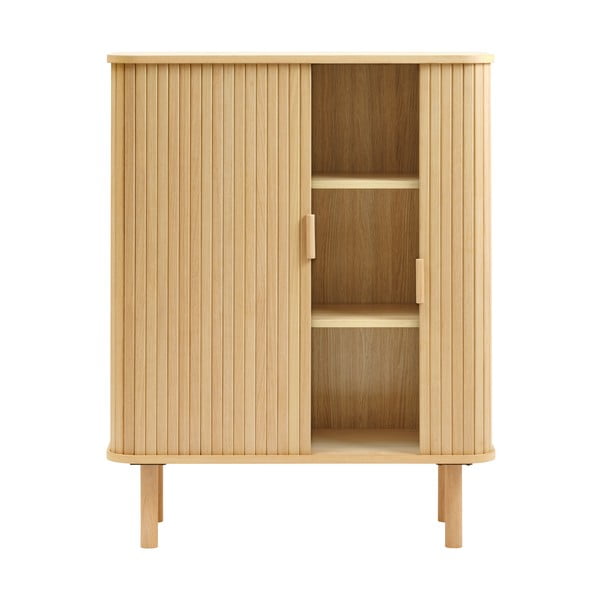 Dabīga toņa skapītis ar ozolkoka imitāciju ar bīdāmām durvīm 113x90 cm Cavo – Unique Furniture-image-3