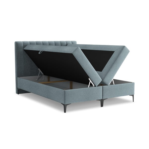 Gaiši zila atsperu gulta ar veļas kasti 180x200 cm Puhala – Makamii-image-1