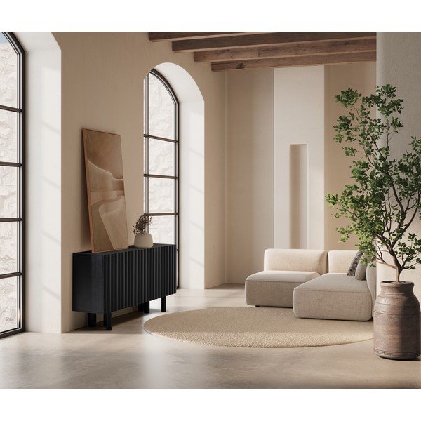 Melna mango masīvkoka kumode 160x80x40 cm Tamira – MOME-image-1