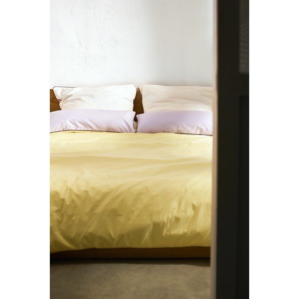 Dzeltens divguļamais segas pārvalks no kokvilnas satīna 200x200 cm Oba – noo.ma-image-3