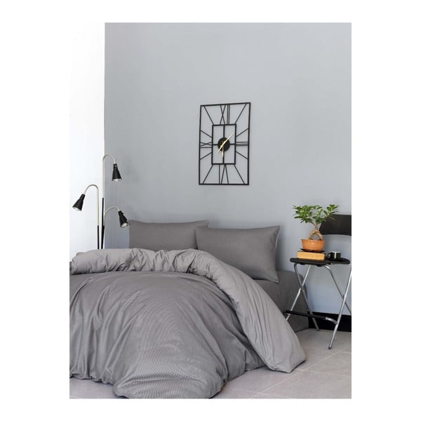 Kokvilnas gultasveļas komplekts divguļamai gultai, gadījuma rakstura, pelēks, 200 x 220 cm