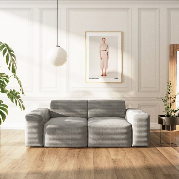 Pelēks velveta dīvāns 205 cm Villet – Rodier-image-1