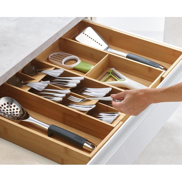 Dabīga toņa bambusa pielāgojams galda piederumu organizators 32 x 40 cm DrawerStore Bamboo – Joseph Joseph-image-1
