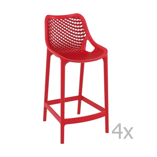 4 sarkanu bāra krēslu komplekts Resol Grid, augstums 65 cm