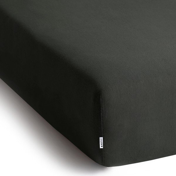 Tumši pelēks trikotāžas palags ar gumiju 180x200 cm Amber – Restilo-image-2
