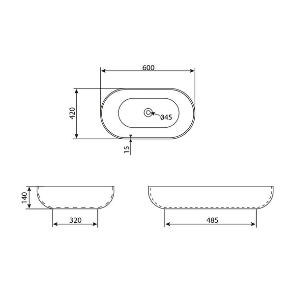 Balta keramikas izlietne Sapho Caleo, 60 x 42 cm-image-3