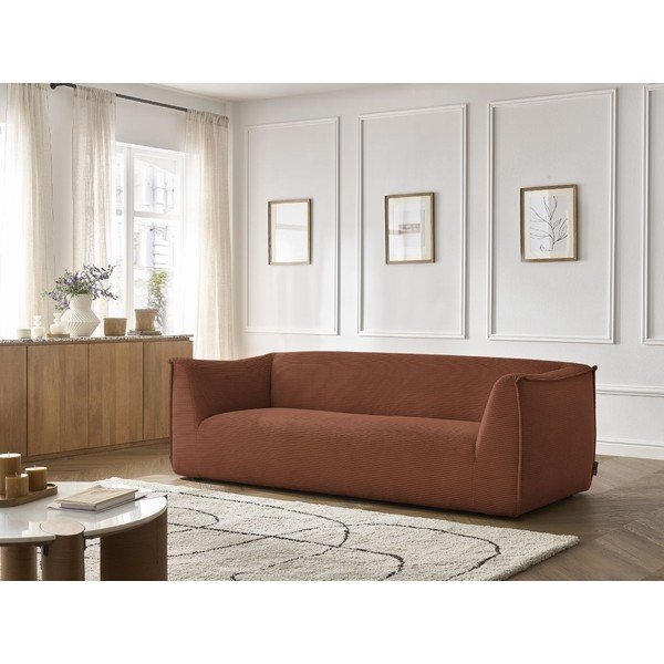 Oranžs velveta dīvāns 242 cm Giorgia – Bobochic Paris-image-1