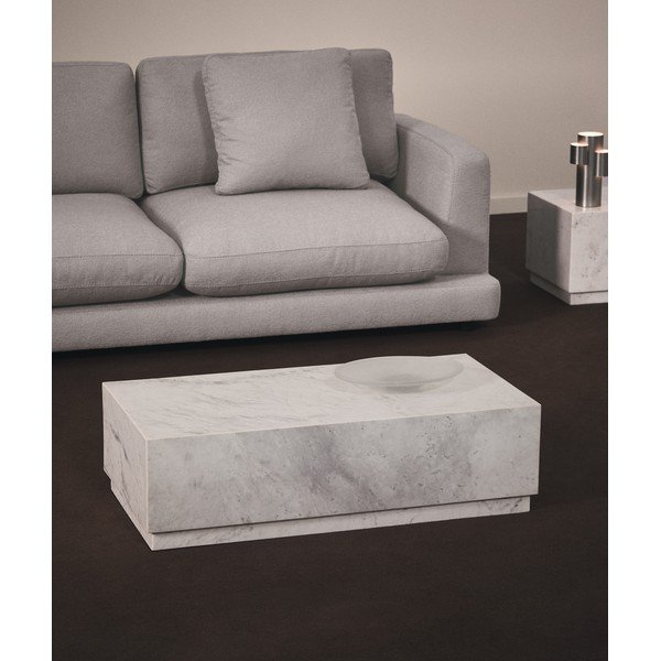 Balts marmora žurnālgaldiņš 50x100 cm Sorein – Kave Home-image-1