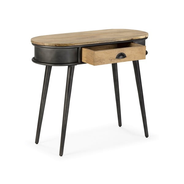 Melns/dabīga toņa konsoles galds 38x90 cm Delhi – MOME-image-2