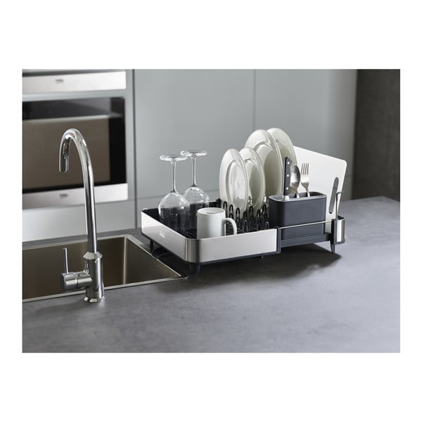 Tumši pelēks nerūsējošā tērauda pielāgojams trauku žāvētājs 36x32 cm Extend Steel – Joseph Joseph-image-1