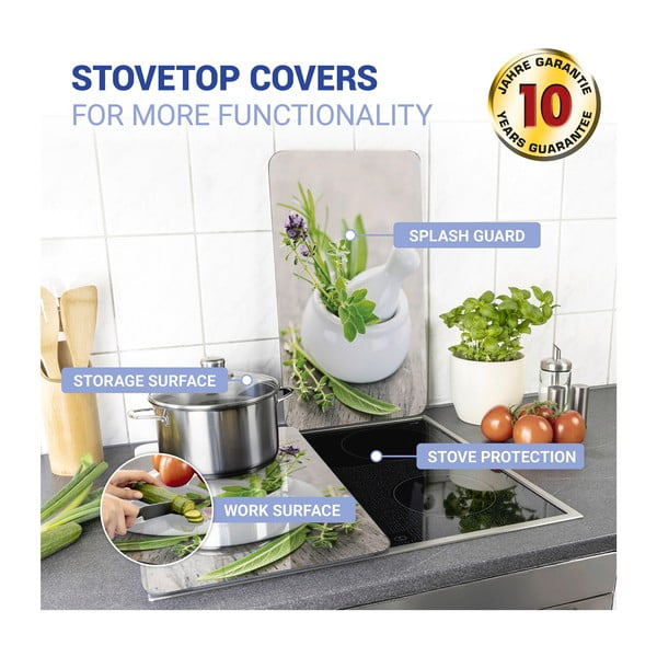 Stikla aizsargplāksnes plītij (2 gab.) Wenko Herbal, 52 x 30 cm-image-4