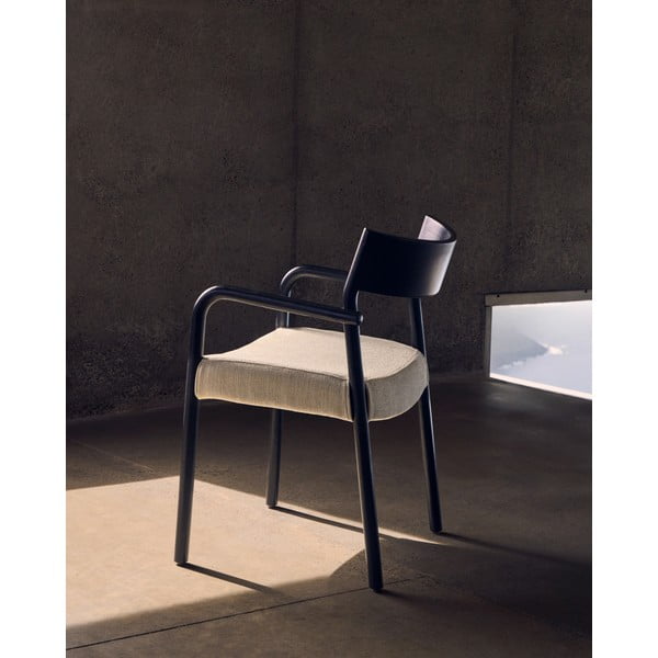 Melns/bēšs pusdienu krēsls Falconera – Kave Home-image-1