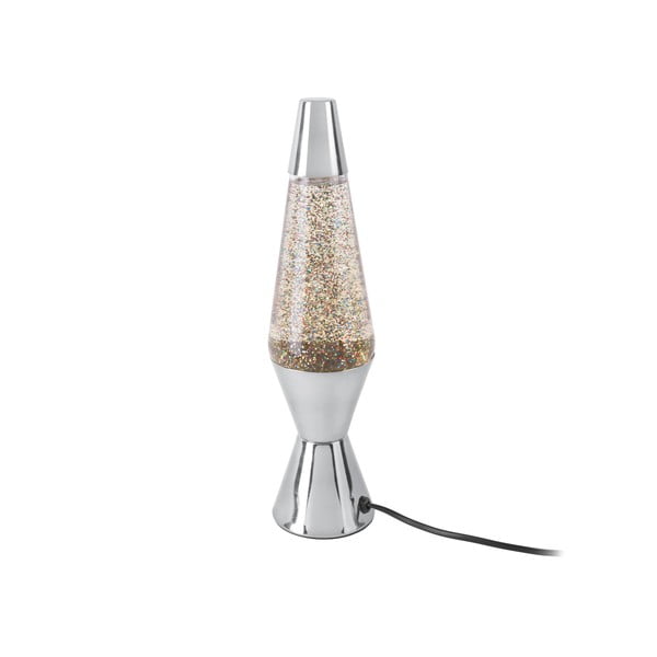 Galda lampa sudraba krāsā ar spīdumiem Leitmotiv Glitter, augstums 37 cm