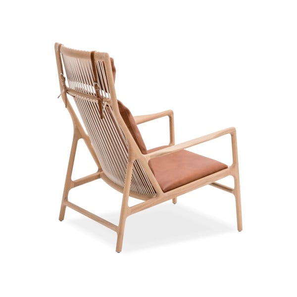 Krēsls ar ozolkoka konstrukciju un brūnu bifeļādas sēdekli Gazzda Dedo-image-3