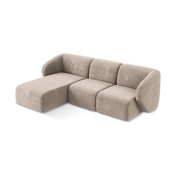 Gaiši brūns stūra dīvāns no šenila auduma (ar kreiso stūri/ar zvilni) Lani – Makamii-image-2