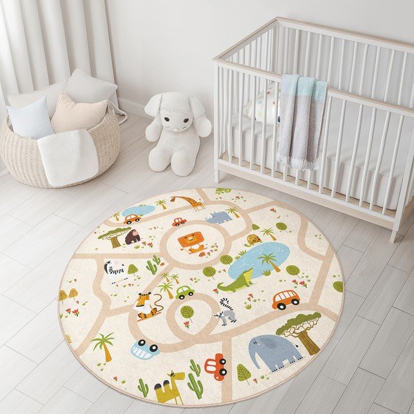 Mazgājams bērnu rotaļu paklājs ø100 cm Savana Ride – Mila Home-image-3