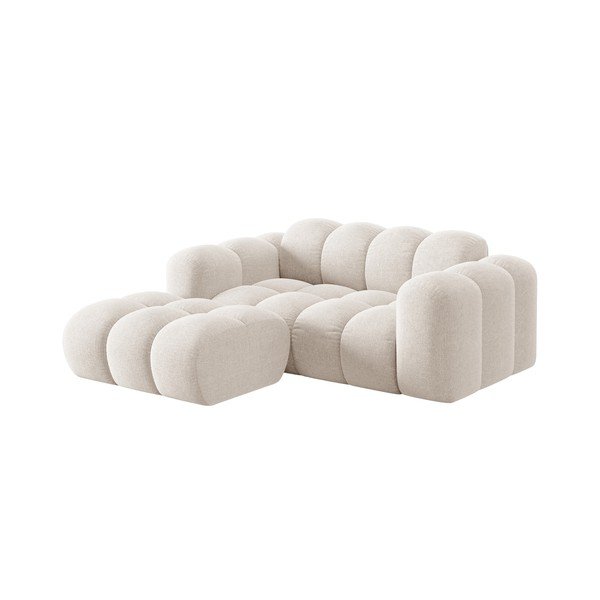 Krēmkrāsas stūra dīvāns no šenila auduma (ar kreiso stūri/ar zvilni) Treno – Cosmopolitan Design-image-1