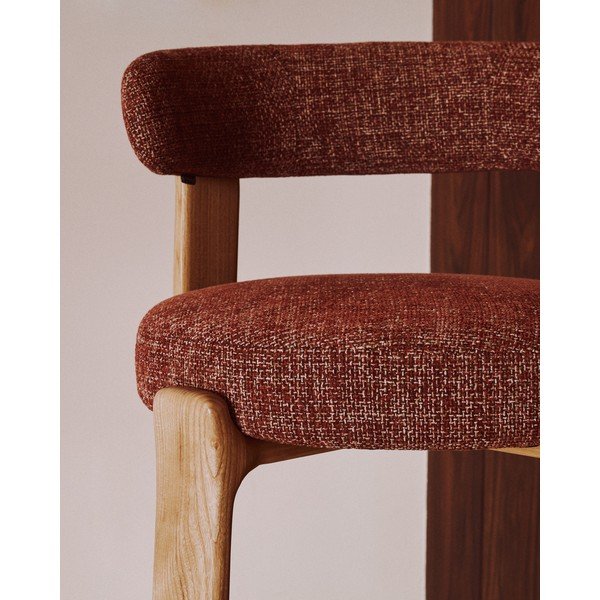 Terakotas oranžs/gaiša dabīga toņa oša masīvkoka bāra krēsls (sēdekļa augstums 65 cm) Granite – Kave Home-image-2