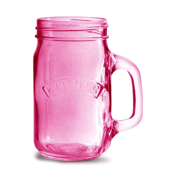 Stikls ar rokturi Kilner 350 ml, rozā krāsā
