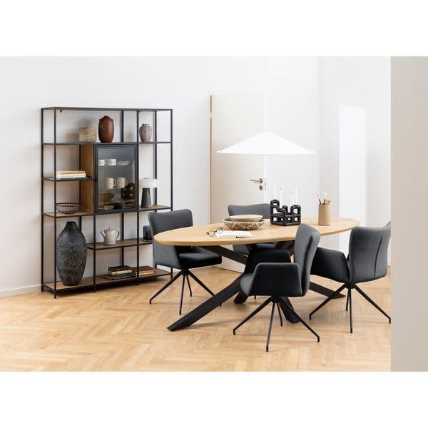 Tumši pelēki polsterēti ēdamistabas krēsli ar roku balstiem (2 gab.) Laura – Actona-image-1