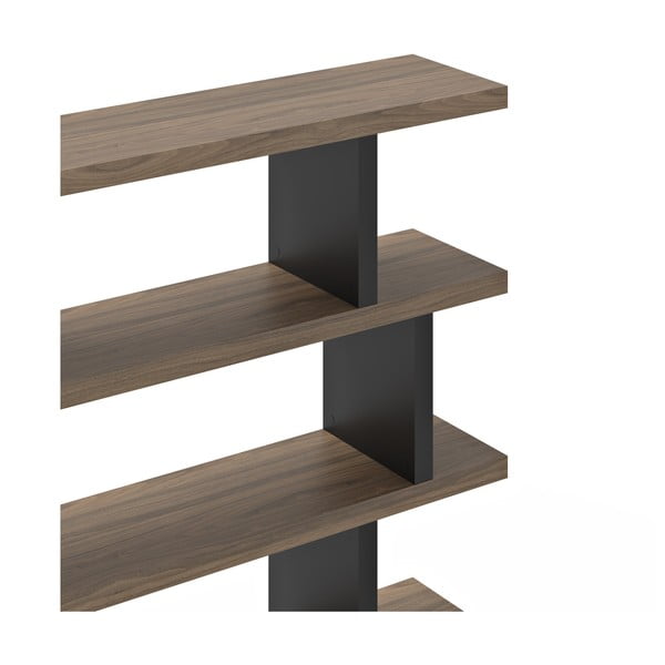 Melns/brūns grāmatplaukts ar riekstkoka imitāciju 163x172 cm Step – TemaHome-image-3