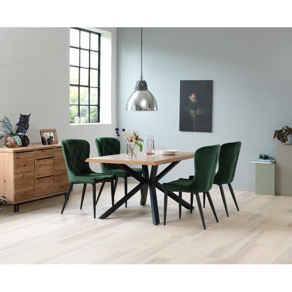 Dabīga toņa ēdamgalds ar ozolkoka imitācijas galda virsmu 90x160 cm Arno – Unique Furniture-image-4