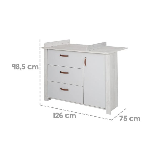 Balta zema bērnu kumode 126x99 cm Mila – Roba-image-3