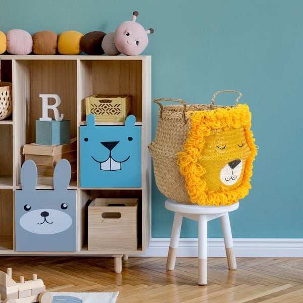 Dzeltens/dabīga toņa bērnu rotaļlietu grozs no jūraszāles ø 30x28 cm Lion – Compactor-image-1