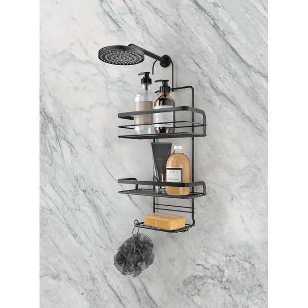 Melns piekaramais vannas istabas plaukts Metaltex Origin Lava-image-1