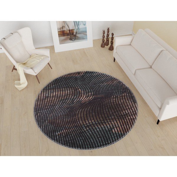 Melns mazgājams apaļš paklājs ø 80 cm – Vitaus-image-1