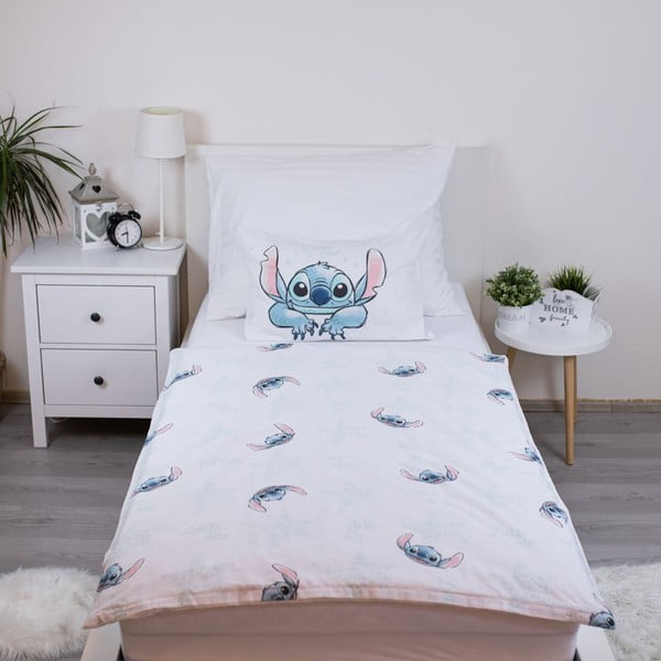 Balta kokvilnas bērnu gultas veļa 100x135 cm Lilo and Stitch "White Star" – Jerry Fabrics-image-2